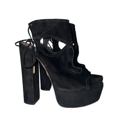 Aquazzura Firenze Suede Block Heeled Sandals