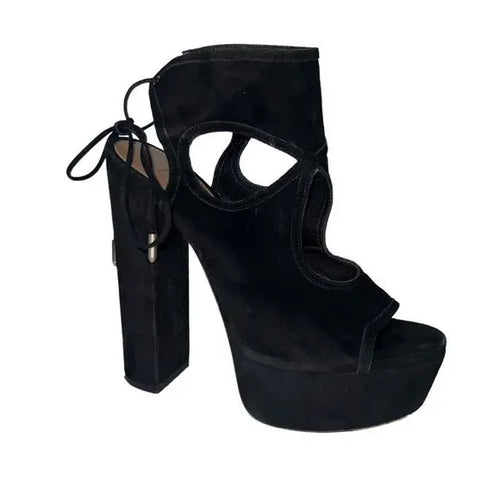 Aquazzura Firenze Suede Block Heeled Sandals